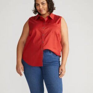 Universal Standard Perfect Tencel Chambray sleeveless top shirt blouse rust 5X